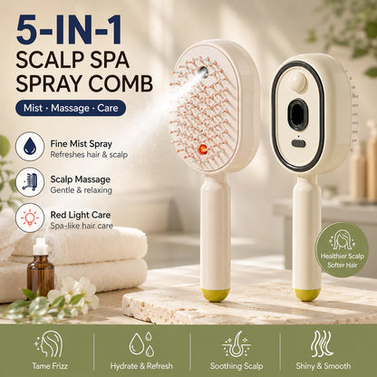 5-in-1 Mist Massage Comb For Dry, Frizzy Hair