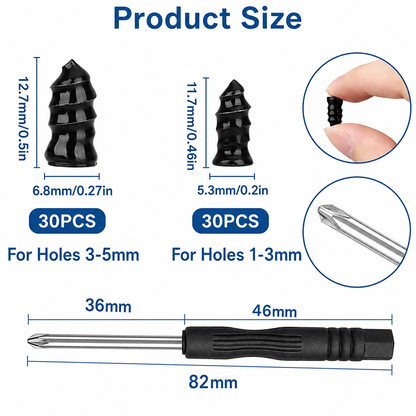 🔥60PCS Self-Sealing Tire Repair Rubber Nails Kit with 2 Sizes-Free Screwdriver Included