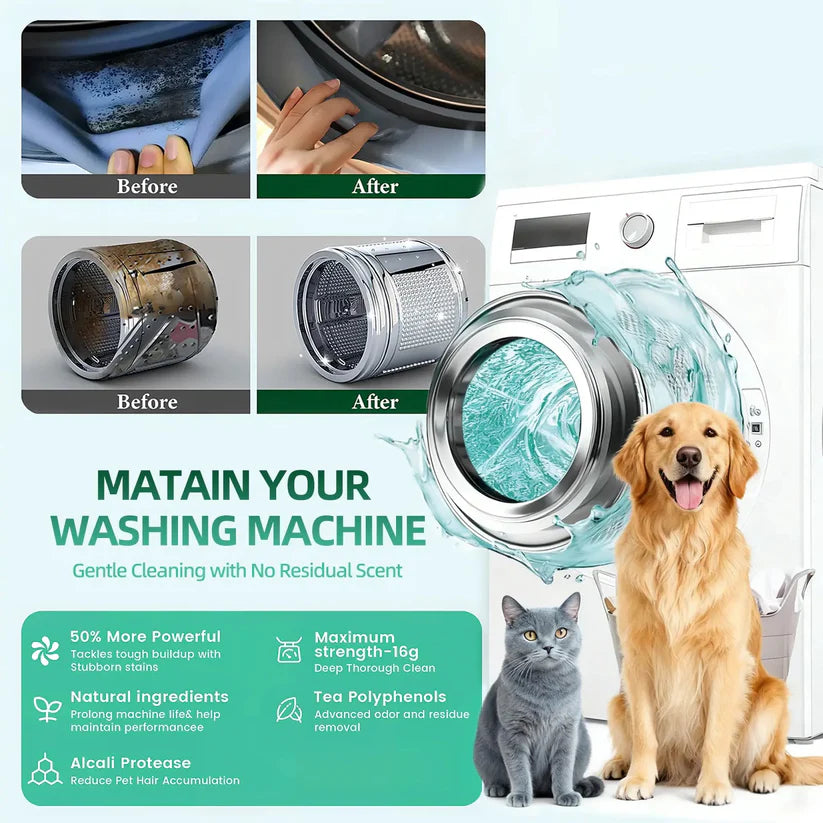 Your Washer Is Dirty ? Deep-clean hidden buildup, odors, and pet hair in one simple cycle.