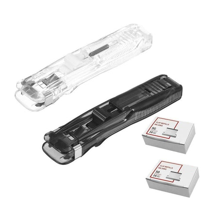 Portable Binder Clip Stapler - Includes 50 reusable clips