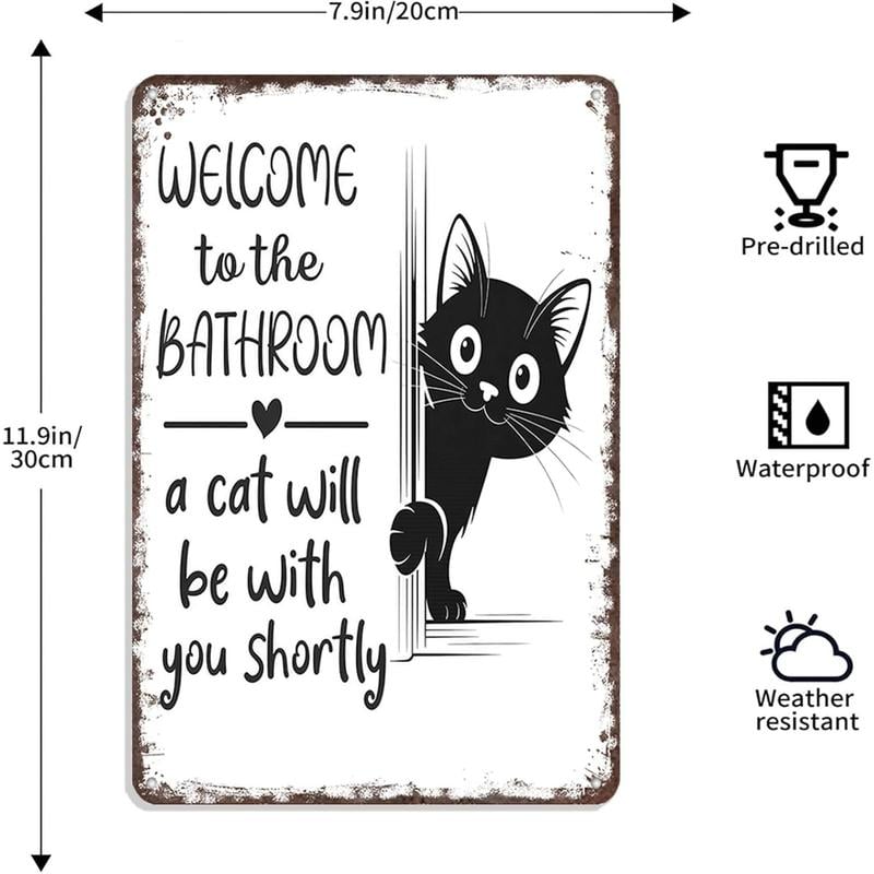 Vintage Black & White Cat Wall Art