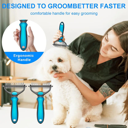 🐾 Pet Grooming Brush — Painless Shedding & Detangling Comb