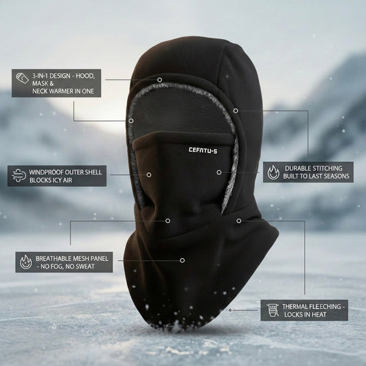 CQGCQGQ – Windproof 3-in-1 Winter Hat, Mask & Neck Warmer