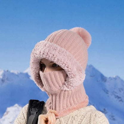 Women's knitted 3-in-1 cold-proof hat