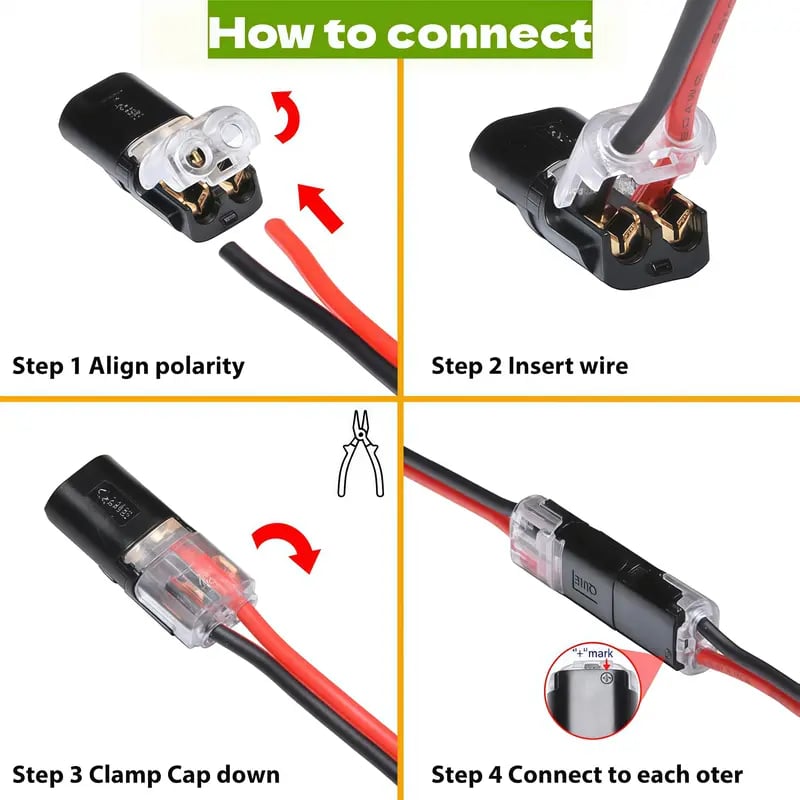 Double-Wire Plug-in Connector Led Light Strip Connectors 2 Pin